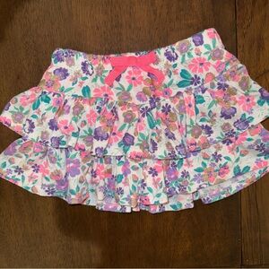 Cynthia Rowley Pink and Purple Floral Ruffle Skirt With Gold Sparkle Accents, 4T